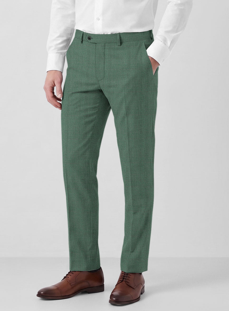 Caccioppoli Sun Dream Barto Green Wool Silk Pants - StudioSuits