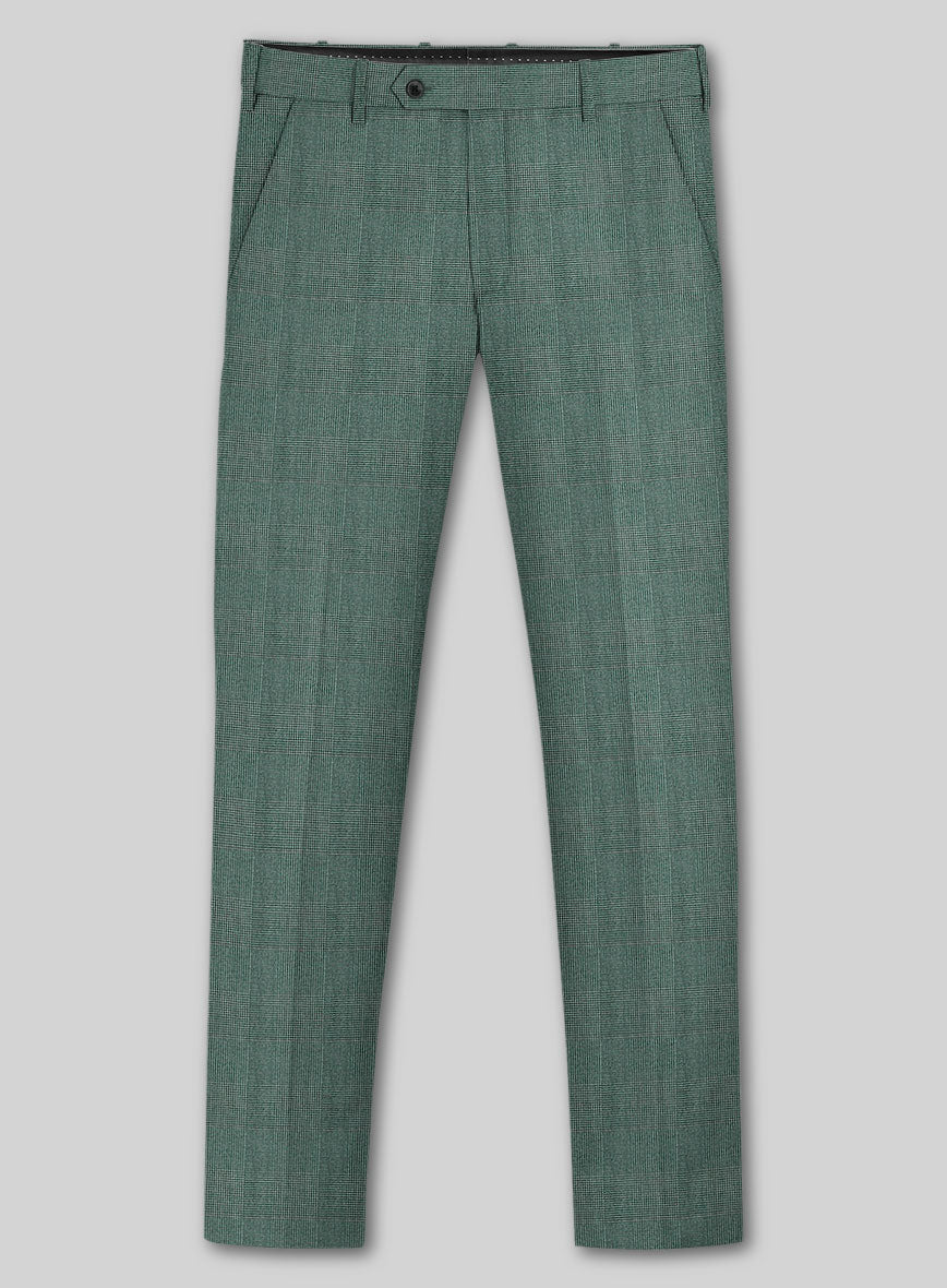 Caccioppoli Sun Dream Barto Green Wool Silk Pants - StudioSuits