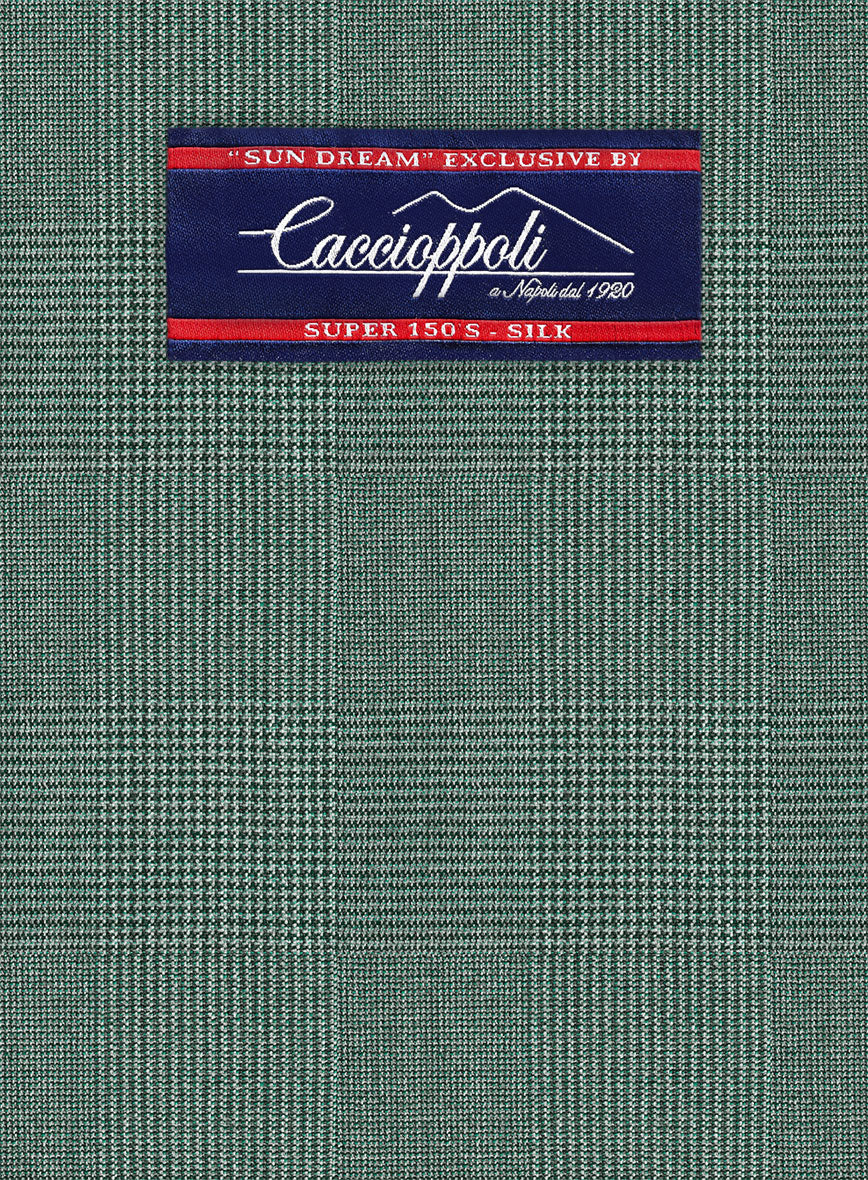 Caccioppoli Sun Dream Barto Green Wool Silk Pants - StudioSuits