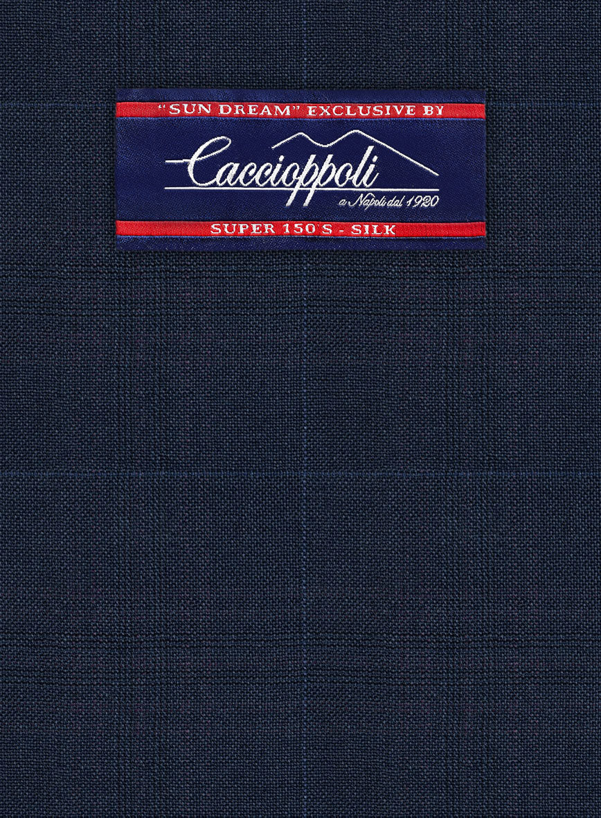 Caccioppoli Sun Dream Brinco Blue Wool Silk Pants - StudioSuits