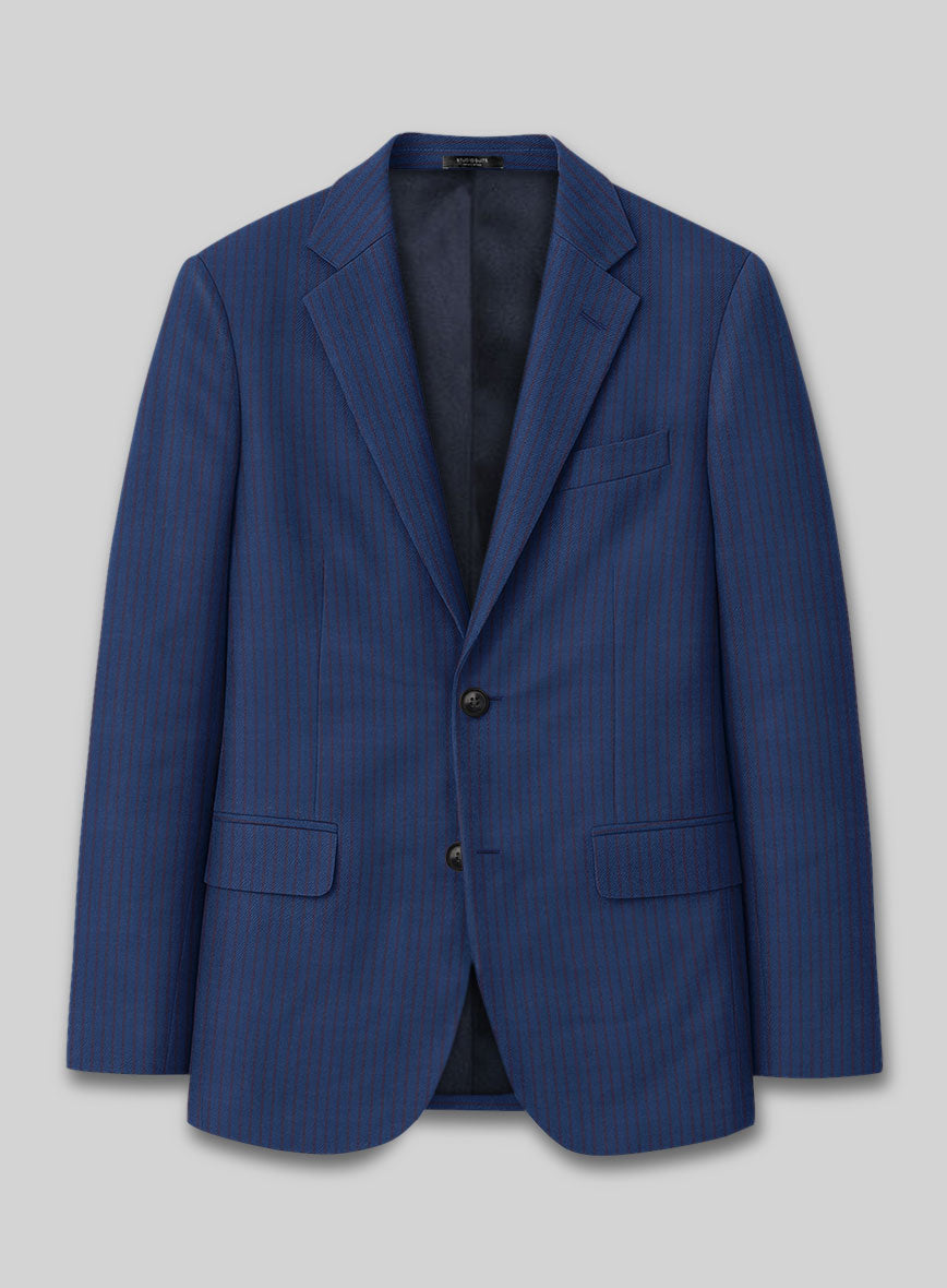 Caccioppoli Sun Dream Calgio Royal Blue Wool Silk Suit - StudioSuits