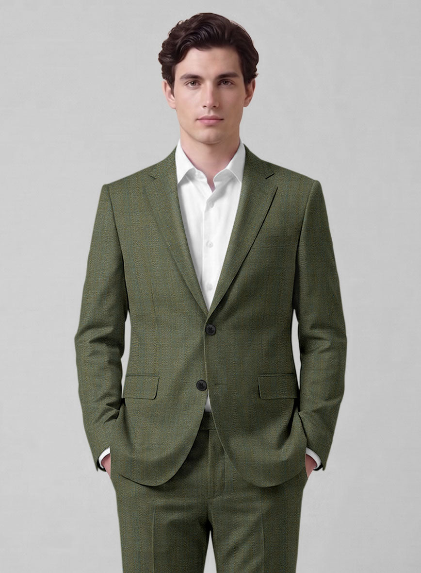 Caccioppoli Sun Dream Clasio Herringbone Wool Suit - StudioSuits