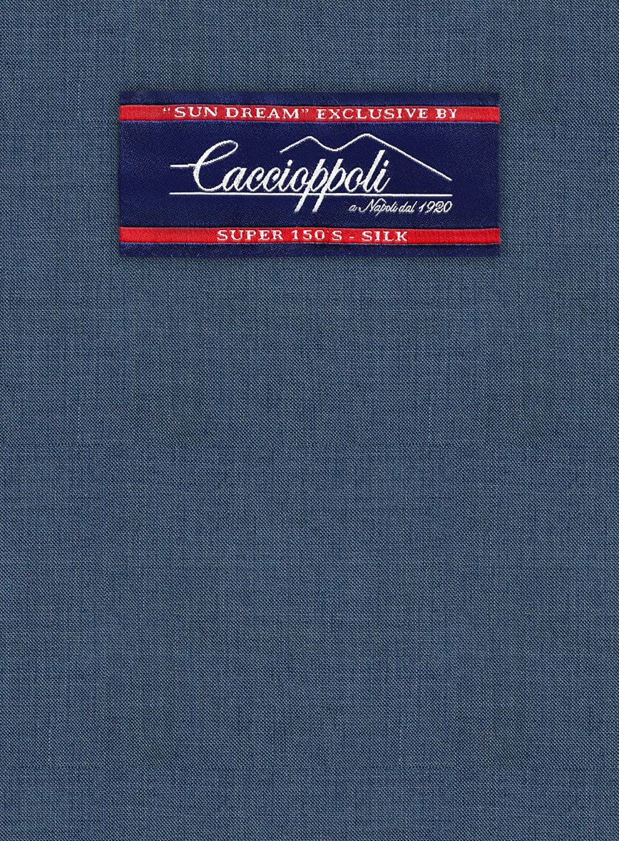 Caccioppoli Sun Dream Cobalt Blue Wool Silk Pants - StudioSuits