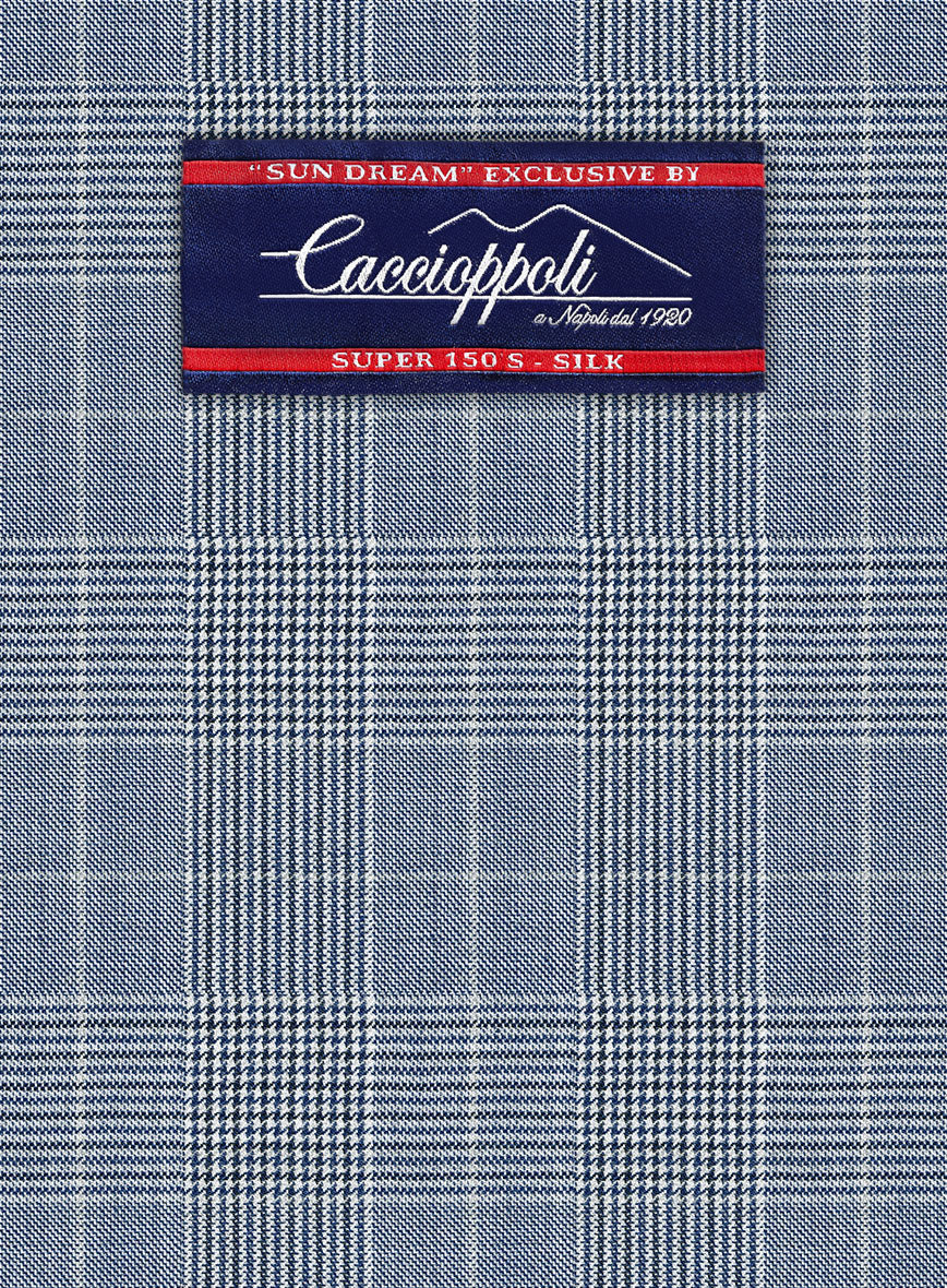 Caccioppoli Sun Dream Dorna Blue Wool Silk Pants - StudioSuits