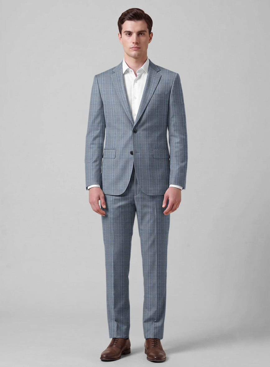 Caccioppoli Sun Dream Dorna Blue Wool Silk Suit - StudioSuits