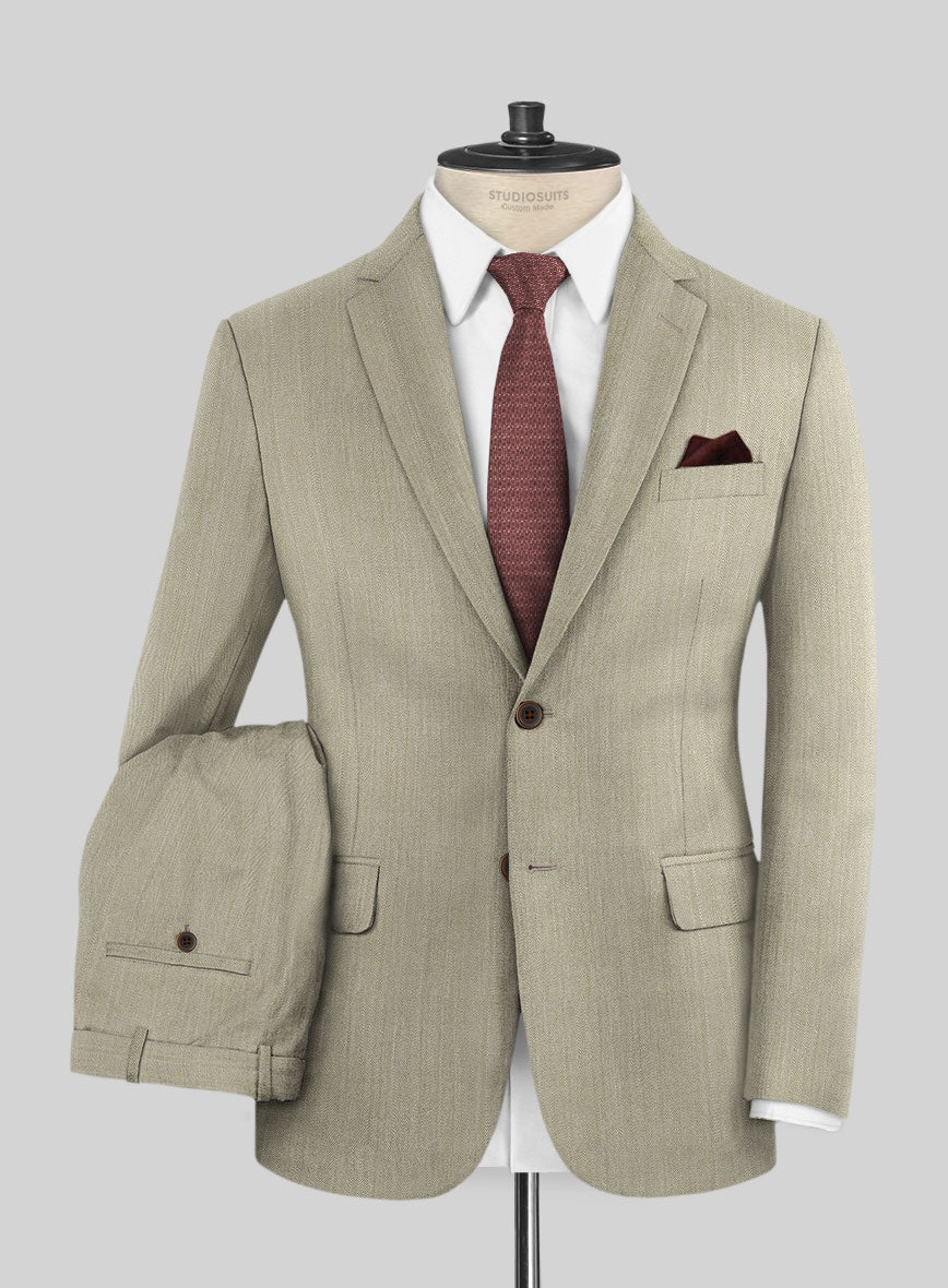 Caccioppoli Sun Dream Emasie Muted Beige Wool Suit - StudioSuits