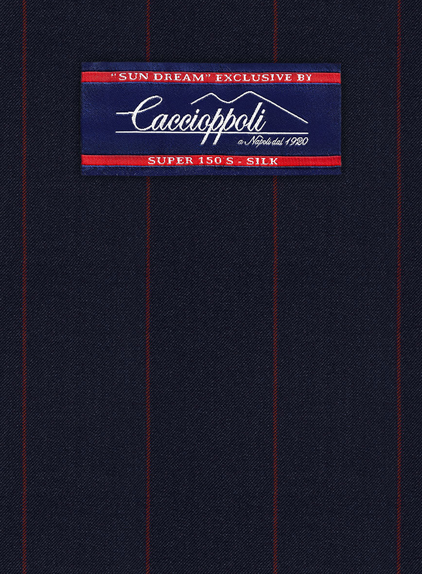 Caccioppoli Sun Dream Grezo Dark Blue Wool Silk Suit - StudioSuits