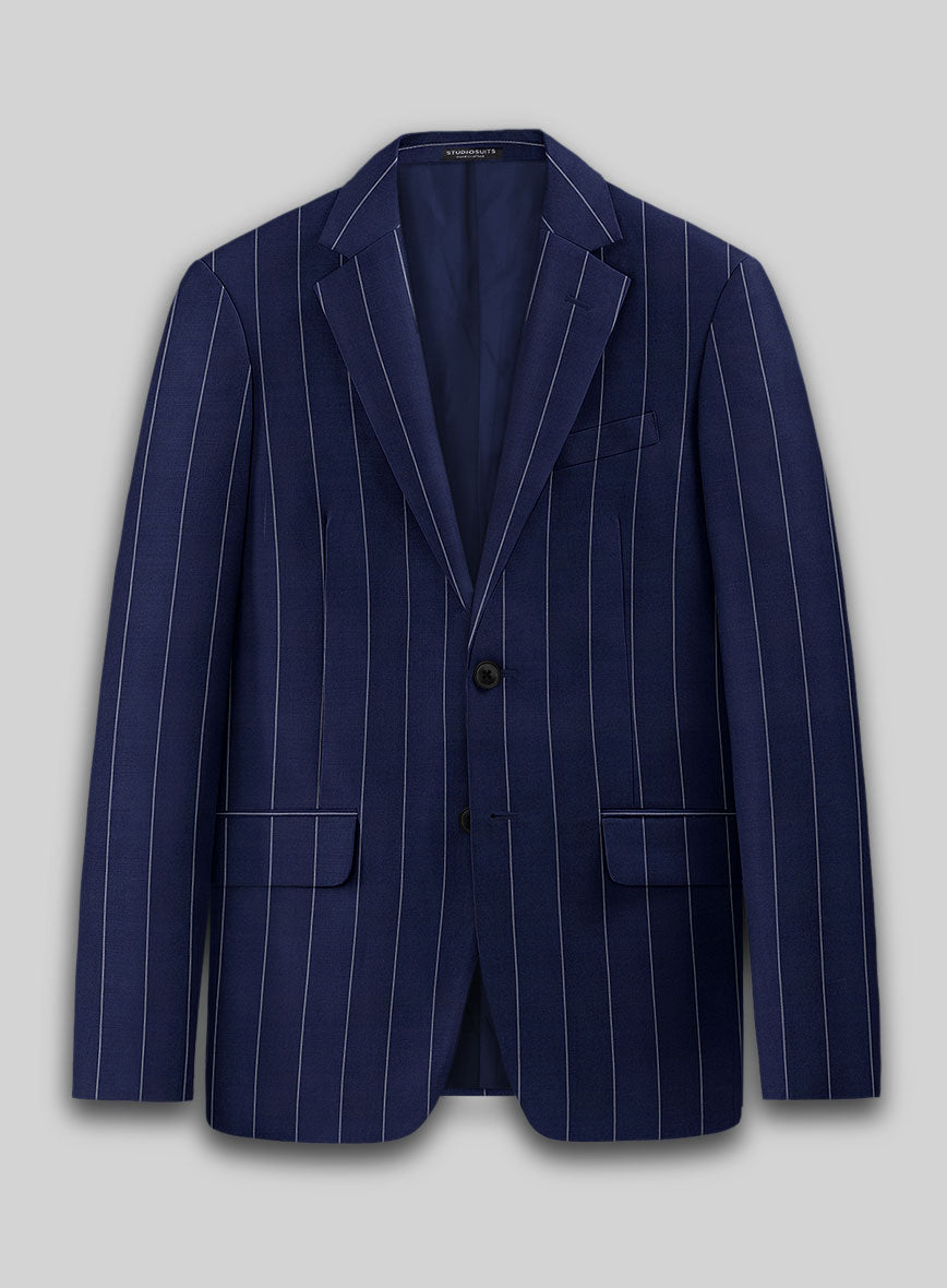 Caccioppoli Sun Dream Omiro Royal Blue Wool Silk Jacket - StudioSuits