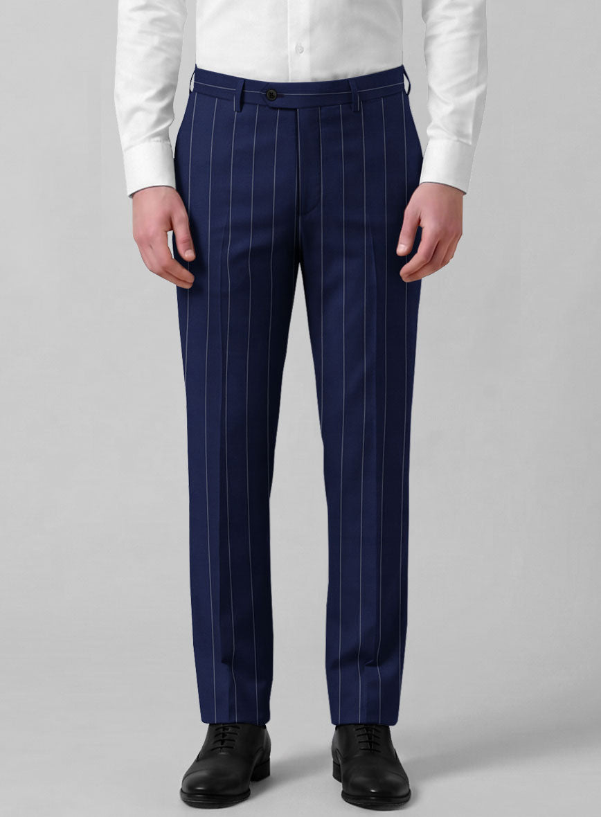 Caccioppoli Sun Dream Omiro Royal Blue Wool Silk Pants - StudioSuits