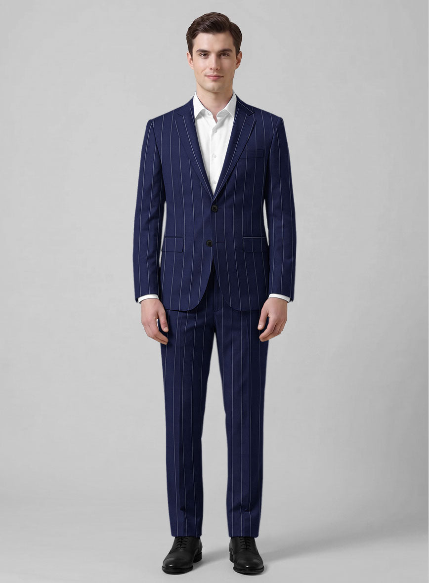 Caccioppoli Sun Dream Omiro Royal Blue Wool Silk Suit - StudioSuits