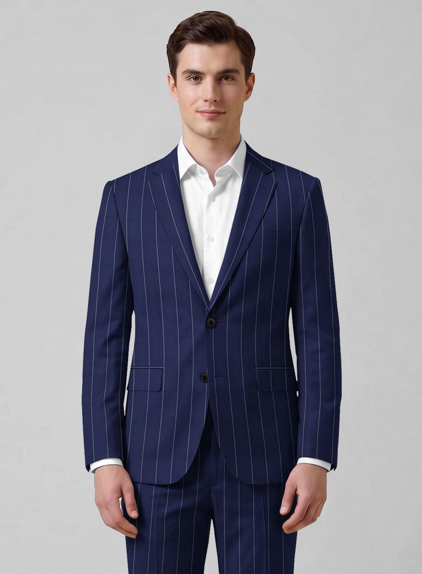 Caccioppoli Sun Dream Omiro Royal Blue Wool Silk Suit - StudioSuits