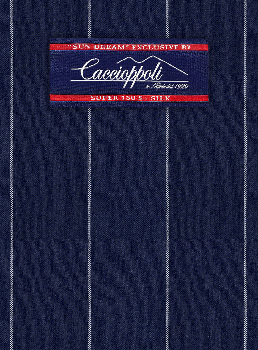 Caccioppoli Sun Dream Omiro Royal Blue Wool Silk Suit - StudioSuits