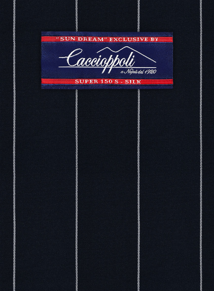 Caccioppoli Sun Dream Uggo Dark Navy Wool Silk Jacket - StudioSuits