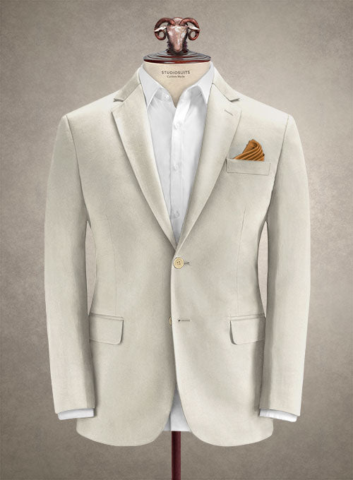 Caccioppoli Cotton Gabardine Champagne Ivory Jacket - StudioSuits