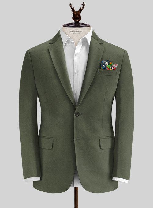 Caccioppoli Cotton Gabardine Oak Green Jacket - StudioSuits