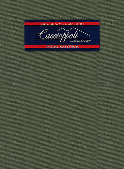 Caccioppoli Cotton Gabardine Oak Green Jacket - StudioSuits