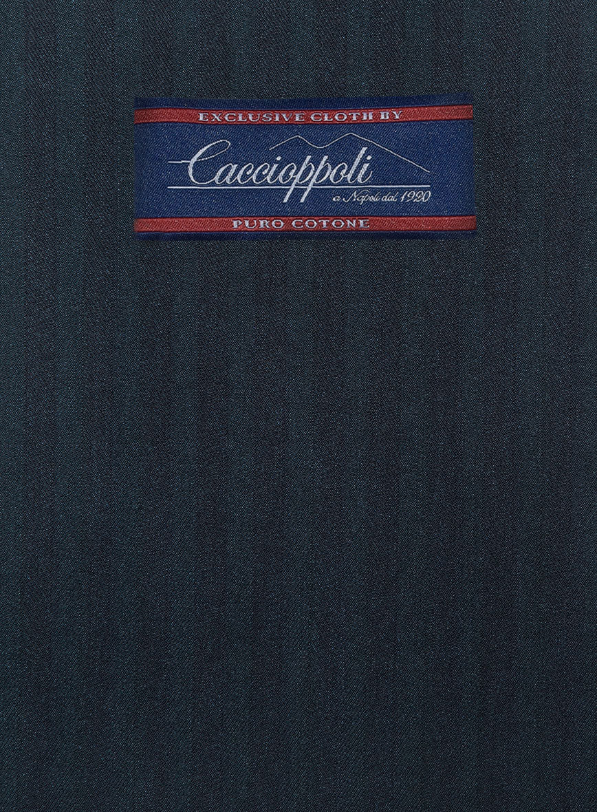 Caccioppoli Herringbone Blue Cotton Jacket - StudioSuits
