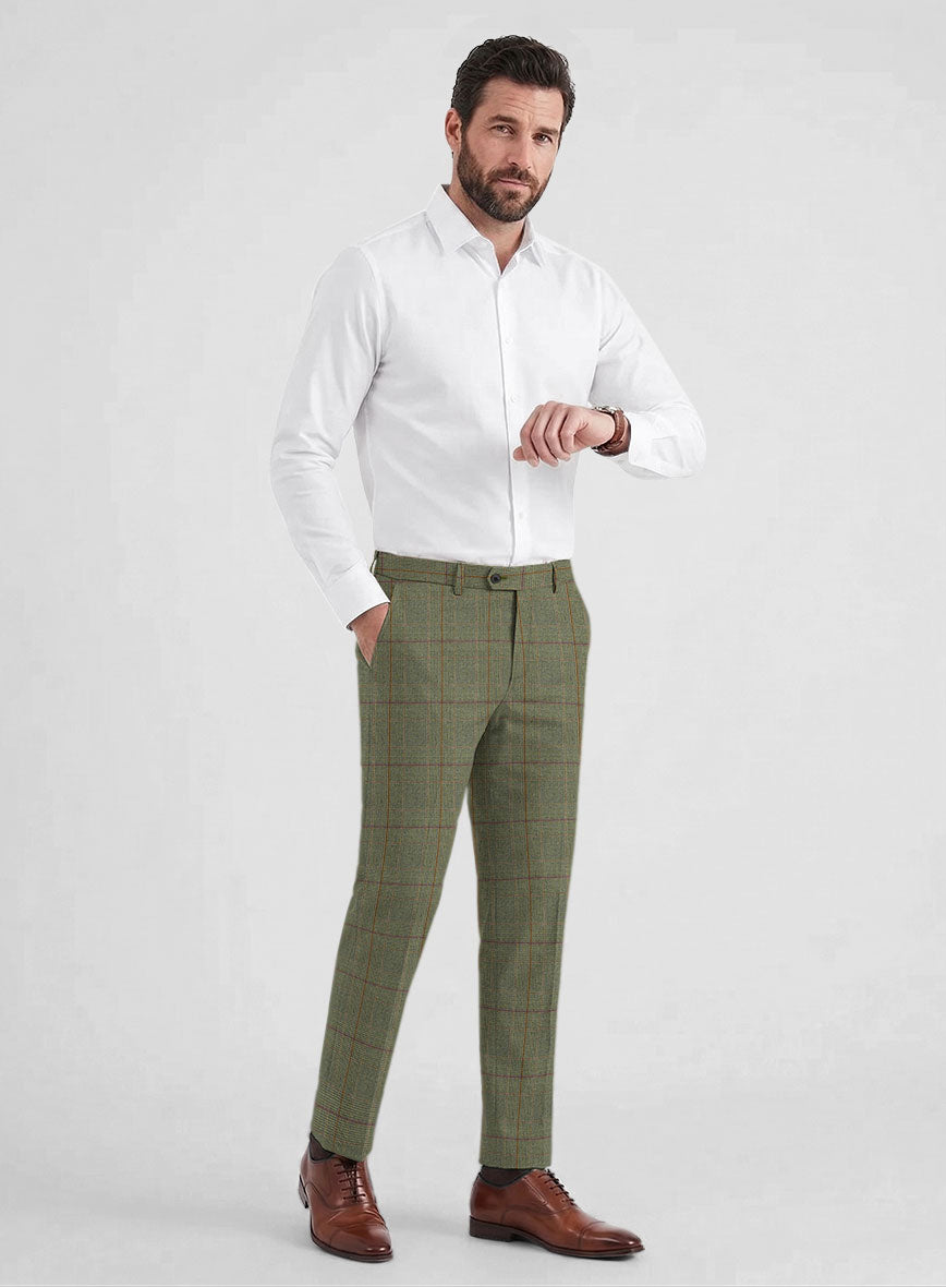 Caccioppoli Omari Glen Green Wool Pants - StudioSuits