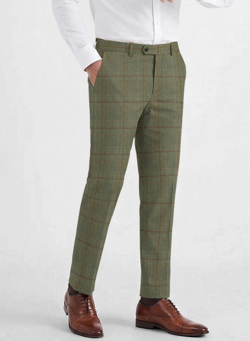 Caccioppoli Omari Glen Green Wool Pants - StudioSuits