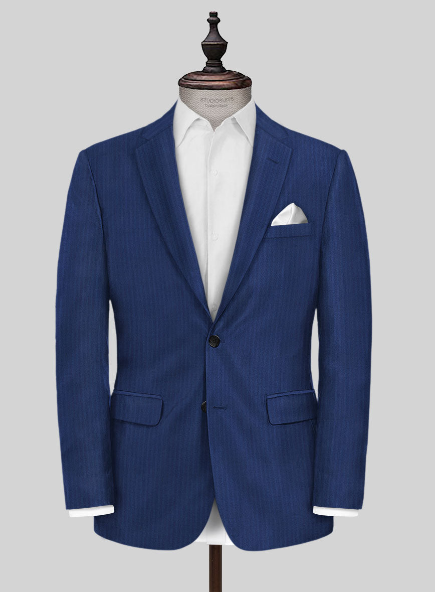 Caccioppoli Sun Dream Amicci Royal Blue Wool Silk Jacket - StudioSuits