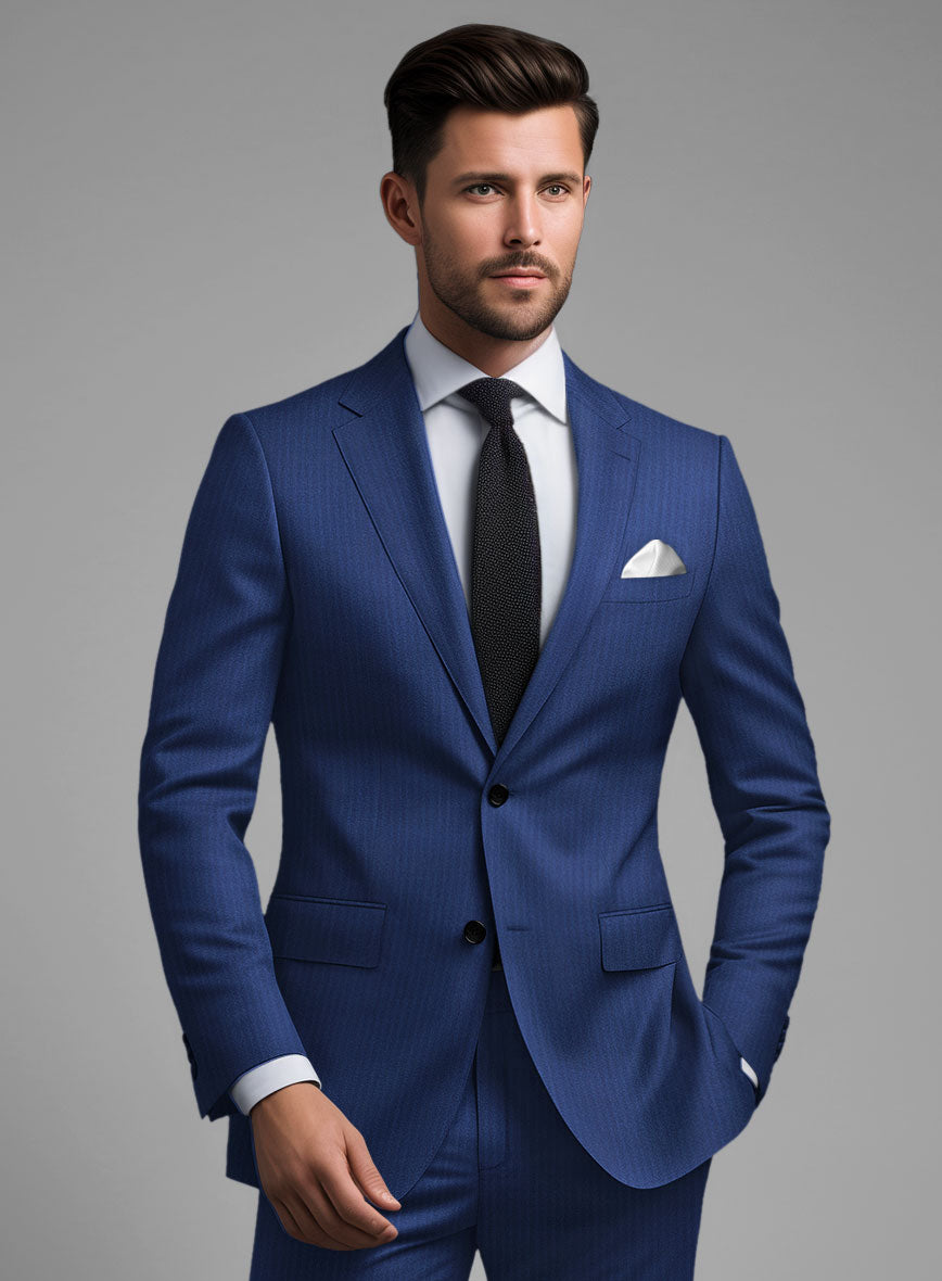 Caccioppoli Sun Dream Amicci Royal Blue Wool Silk Suit - StudioSuits
