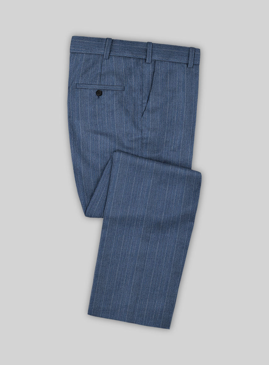 Caccioppoli Sun Dream Bansco Blue Wool Silk Pants - StudioSuits