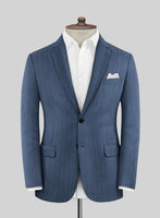 Caccioppoli Sun Dream Bansco Blue Wool Silk Suit - StudioSuits