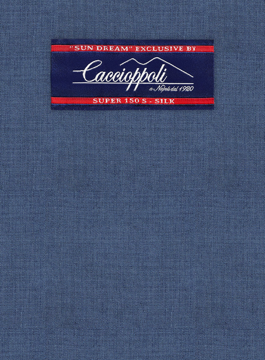 Caccioppoli Sun Dream Cobalt Blue Wool Silk Pants - StudioSuits