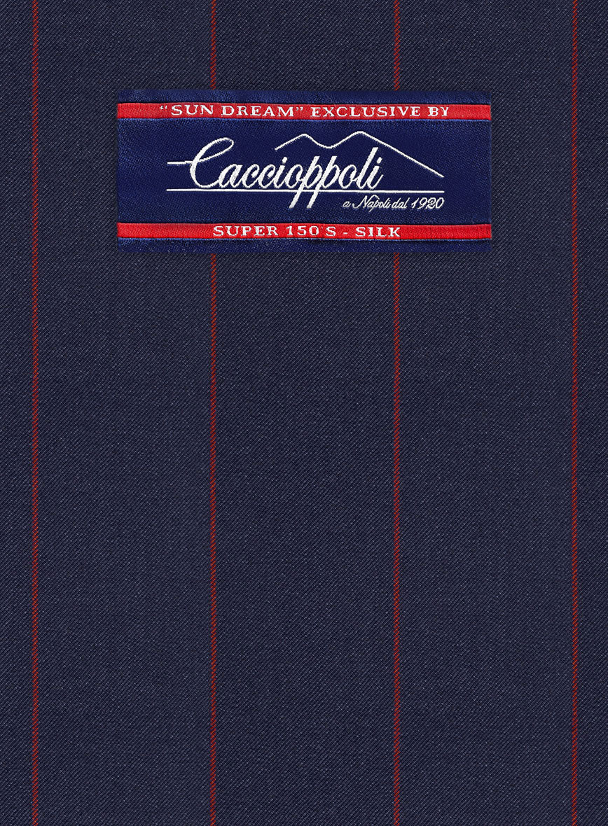 Caccioppoli Sun Dream Grezo Dark Blue Wool Silk Jacket - StudioSuits