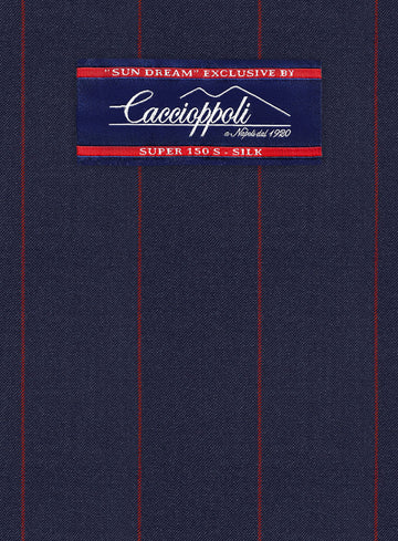 Caccioppoli Sun Dream Grezo Dark Blue Wool Silk Jacket - StudioSuits