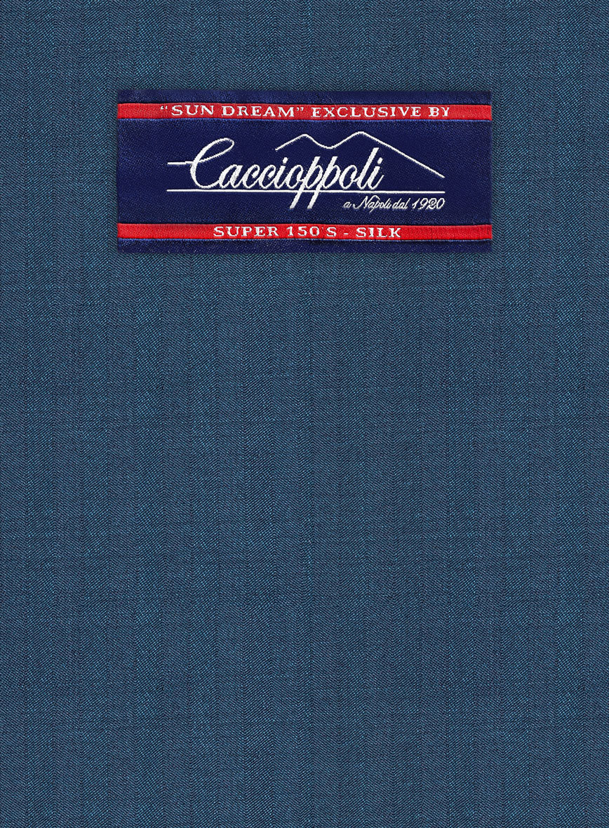 Caccioppoli Sun Dream Isano Blue Wool Pants - StudioSuits