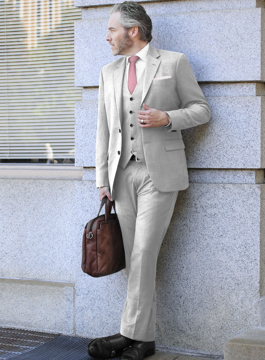 Caccioppoli Sun Dream Light Gray Wool Silk Suit - StudioSuits