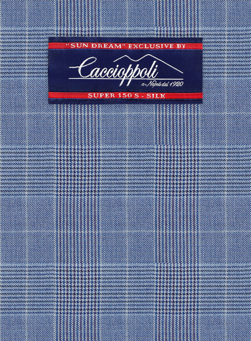 Caccioppoli Sun Dream Lisarn Blue Wool Silk Suit - StudioSuits