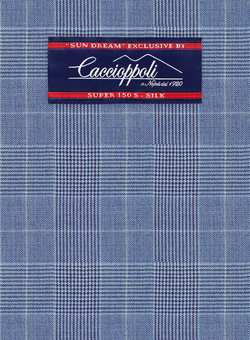 Caccioppoli Sun Dream Lisarn Blue Wool Silk Suit - StudioSuits