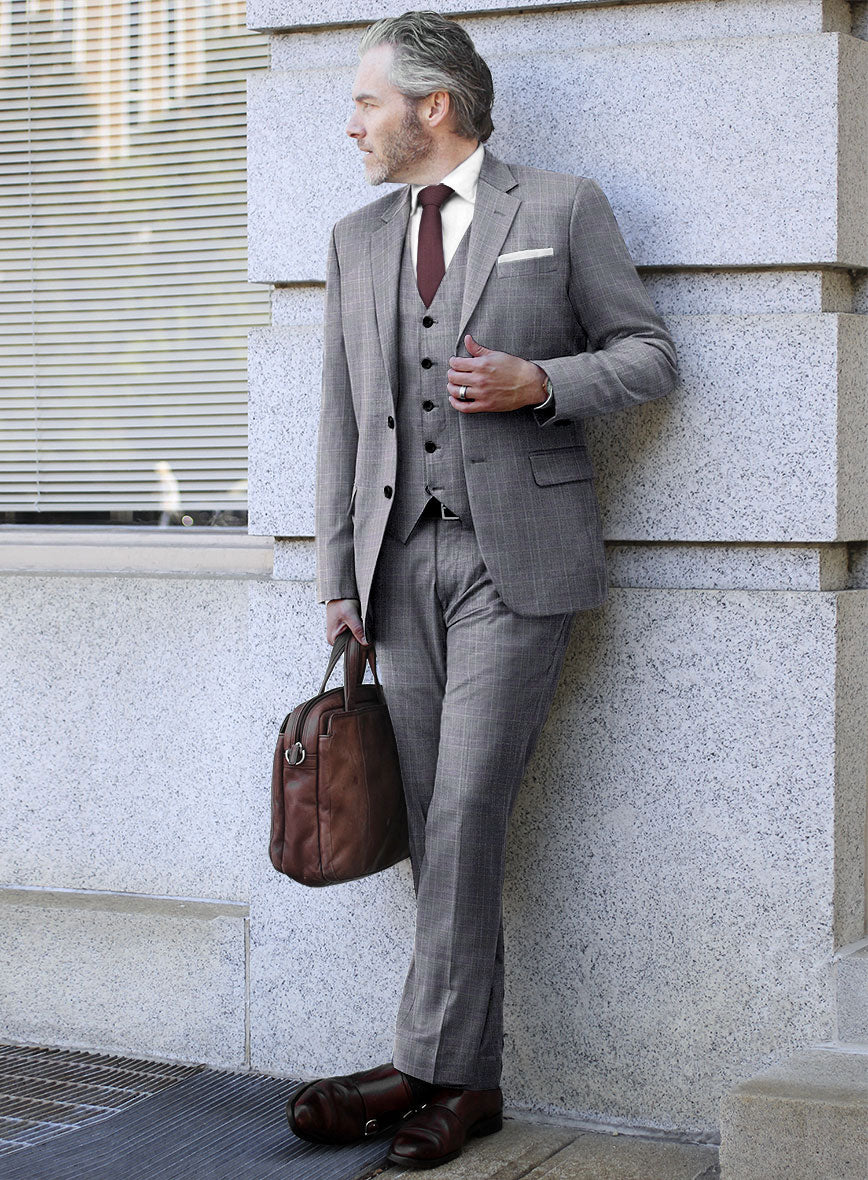 Caccioppoli Sun Dream Majoli Glen Wool Silk Suit - StudioSuits