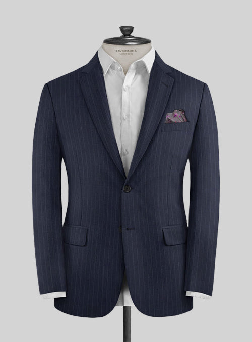 Caccioppoli Sun Dream Sodina Navy Blue Wool Silk Suit - StudioSuits