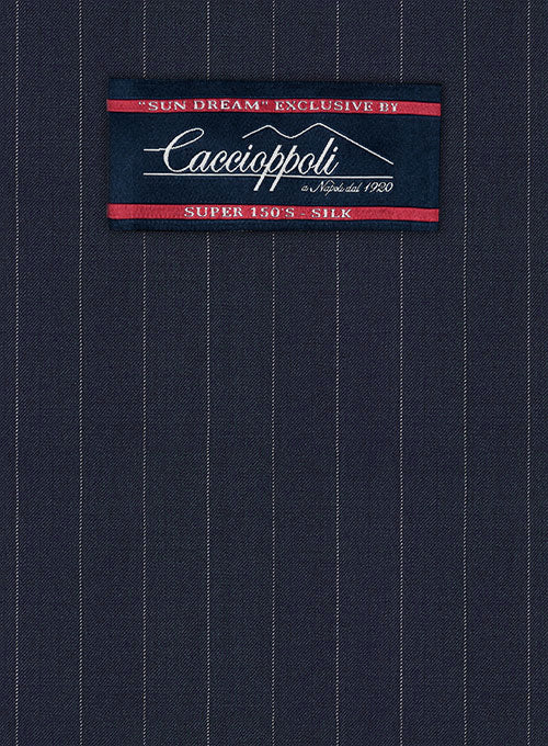 Caccioppoli Sun Dream Sodina Navy Blue Wool Silk Suit - StudioSuits