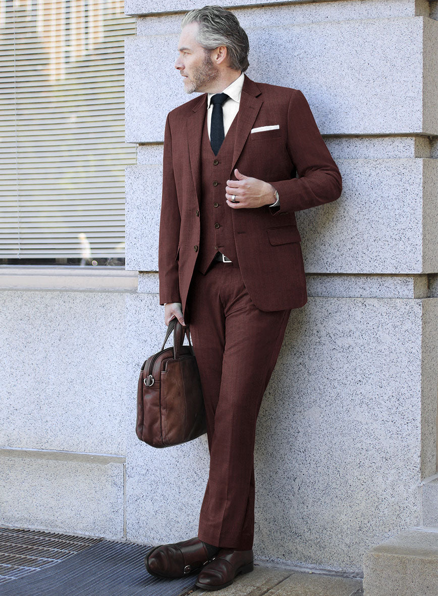 Caccioppoli Sun Dream Svoldo Maroon Wool Suit - StudioSuits