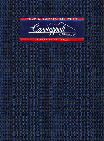 Caccioppoli Sun Dream Tolome Dark Blue Wool Silk Jacket - StudioSuits