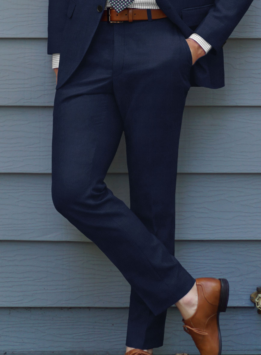 Caccioppoli Sun Dream Tolome Dark Blue Wool Silk Pants - StudioSuits