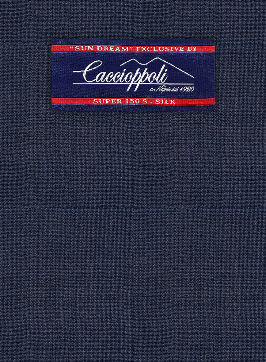 Caccioppoli Sun Dream Brinco Blue Wool Silk Pants - StudioSuits