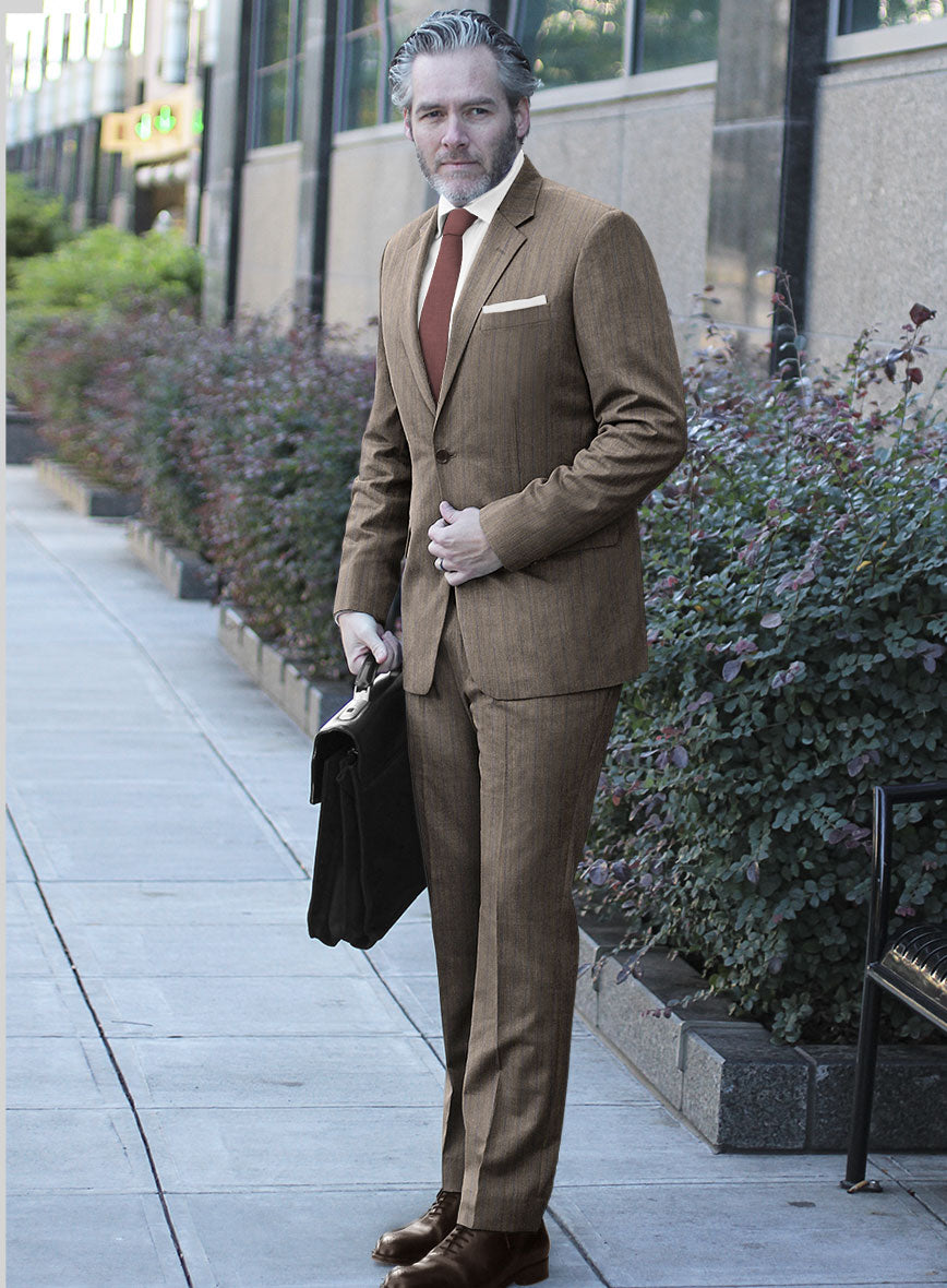 Caccioppoli Sun Dream Moltan Brown Wool Silk Suit - StudioSuits