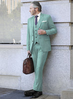 Caccioppoli Sun Dream Aqua Blue Wool Silk Suit - StudioSuits