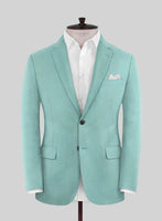 Caccioppoli Sun Dream Aqua Blue Wool Silk Suit - StudioSuits