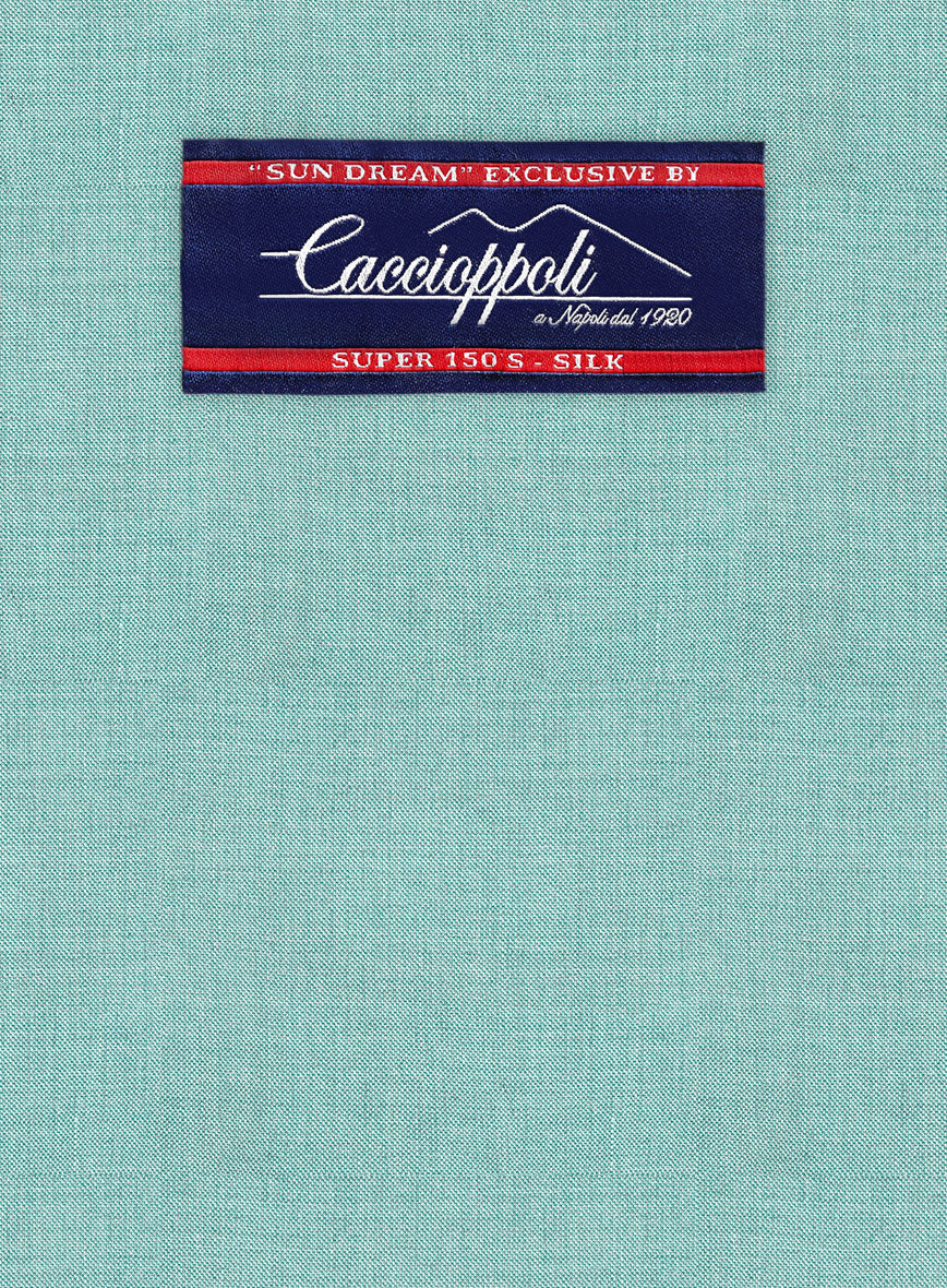 Caccioppoli Sun Dream Aqua Blue Wool Silk Suit - StudioSuits