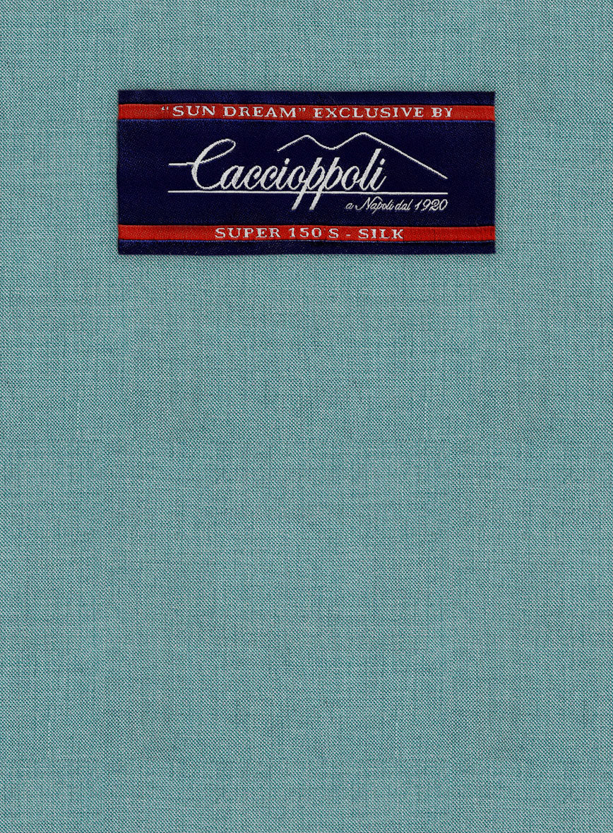 Caccioppoli Sun Dream Aqua Blue Wool Silk Suit - StudioSuits