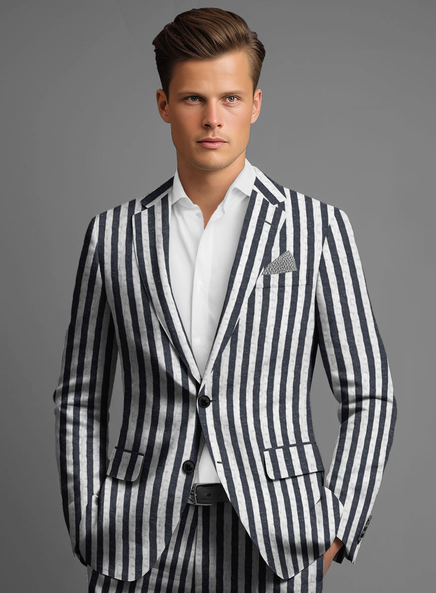 Caccioppoli Seersucker Pierre Jacket - StudioSuits