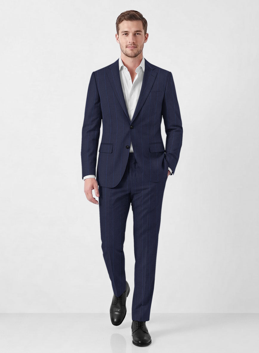 Caccoppoli Sun Dream Colta Blue Wool Silk Suit - StudioSuits