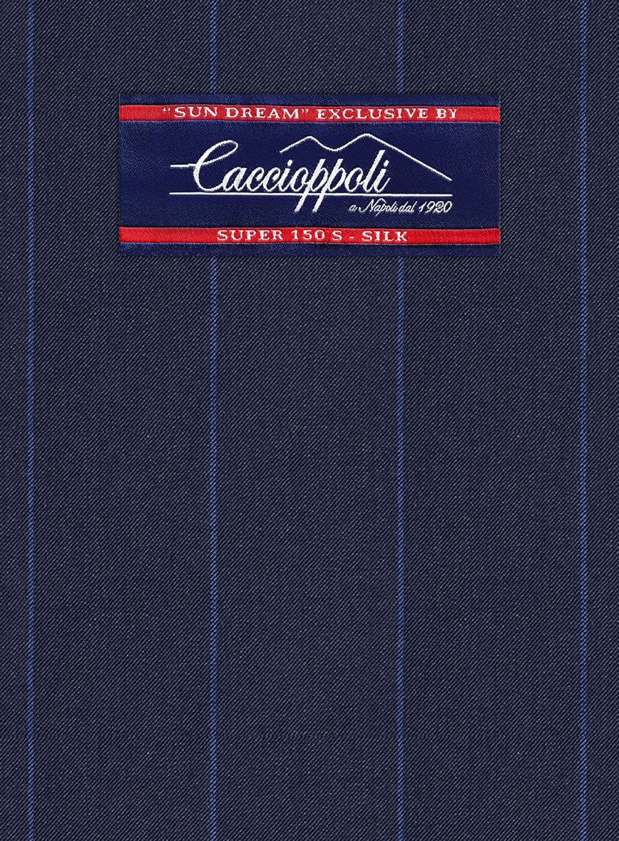 Caccoppoli Sun Dream Colta Blue Wool Silk Pants - StudioSuits