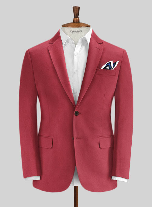 Caccioppoli Cotton Gabardine Tango Red Jacket - StudioSuits